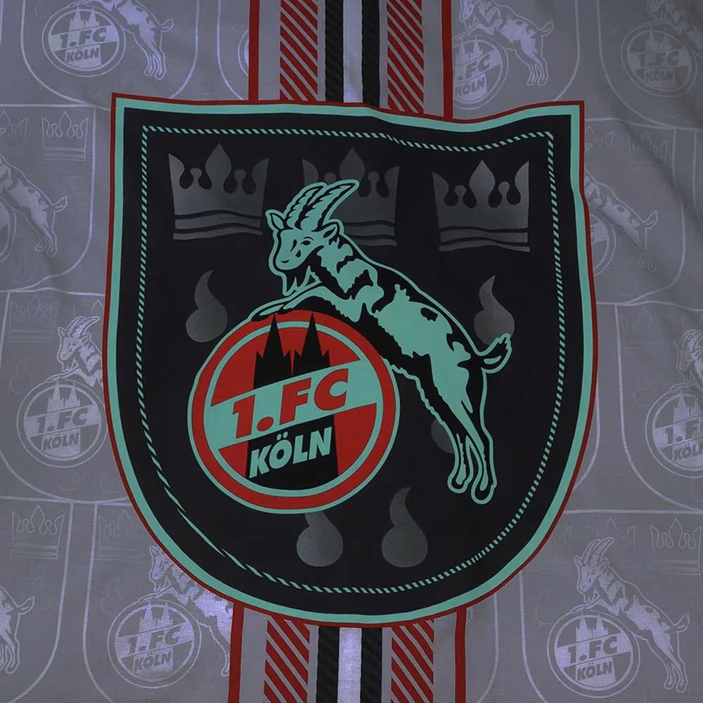 1. FC Köln Wende Bettwäsche - Logo + Stadtwappen - nachtleuchtend 2-teilig 135 x 200 cm - Plus Lesezeichen Wir lieben Fußball