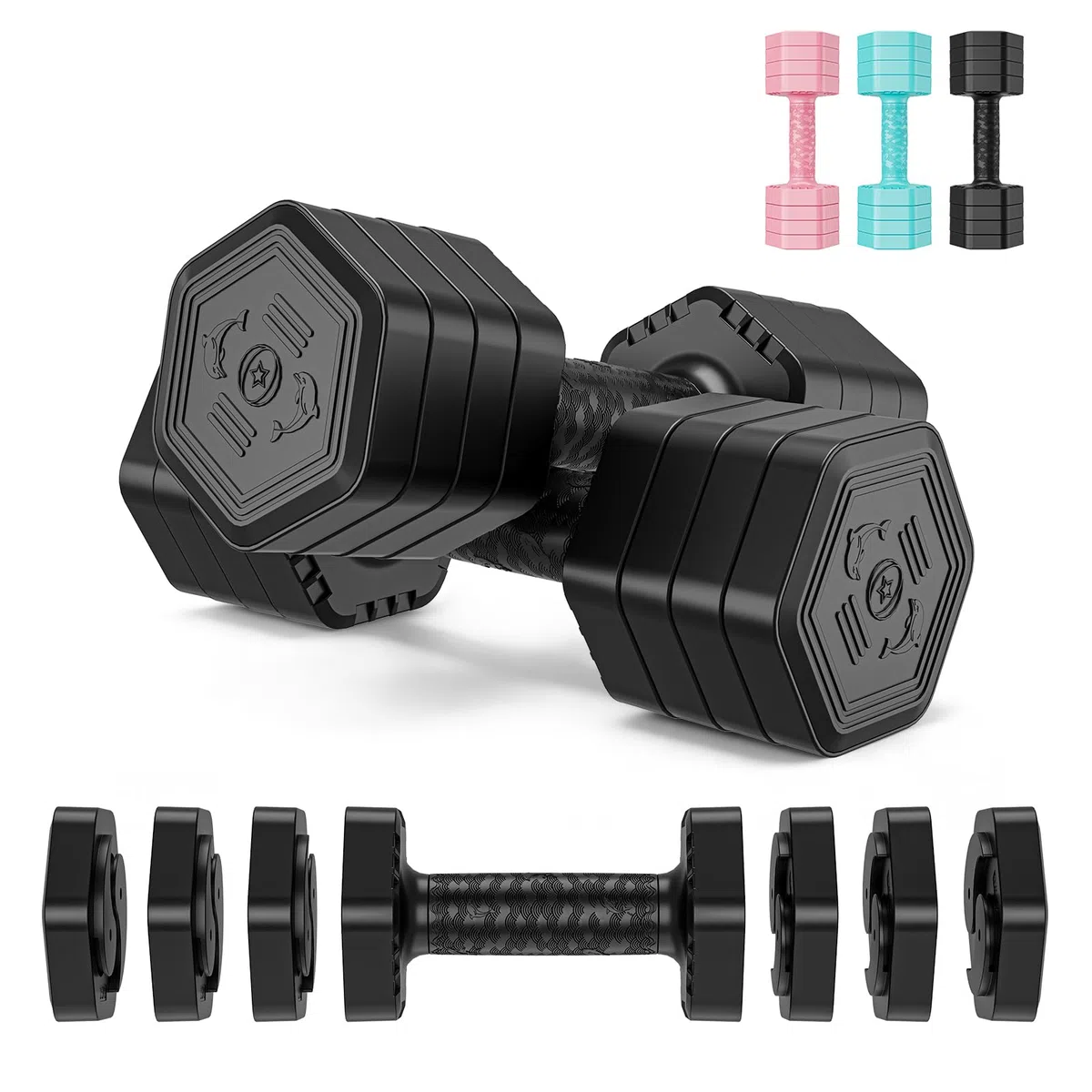 Dripex Hanteln Set 2,5kgx2 und 5kgx2 oder 7,5kgx2, Verstellbare 6 Hantelplatten mit Einem Gewicht von 0,25 kg oder 0,5 kg oder 0,75 kg für Frauen und Männer für Home Gym