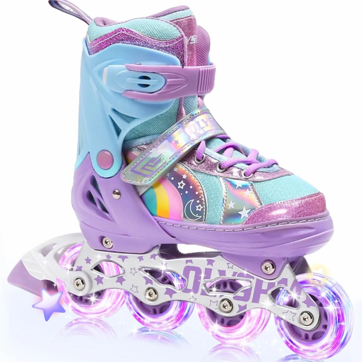 Inliner Kinder für Mädchen und Jungen,Regenbogen-Design,Rollschuhe Kinder in 4 Größen für Drinnen und Draußen