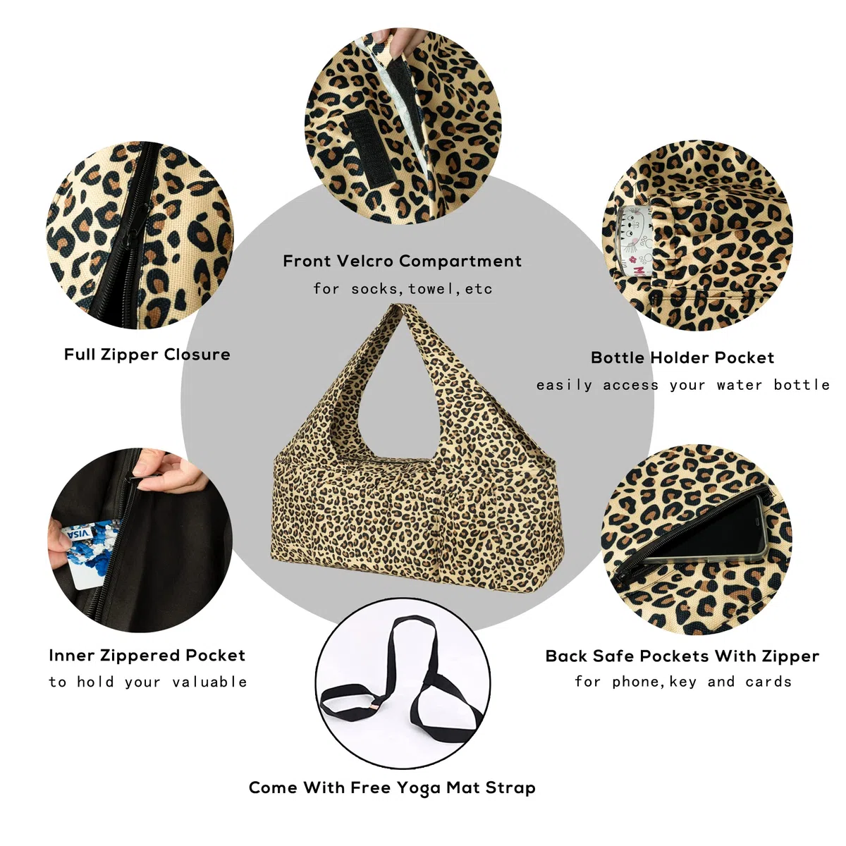 Yoga Mat Bag - Large Yoga Bag with Yoga Mat Strap, Zipper and Pockets - Yoga Bags and Carriers Fits All Your Stuff - Personalized Yoga Mat Bags for Women Fits Most Size Mats