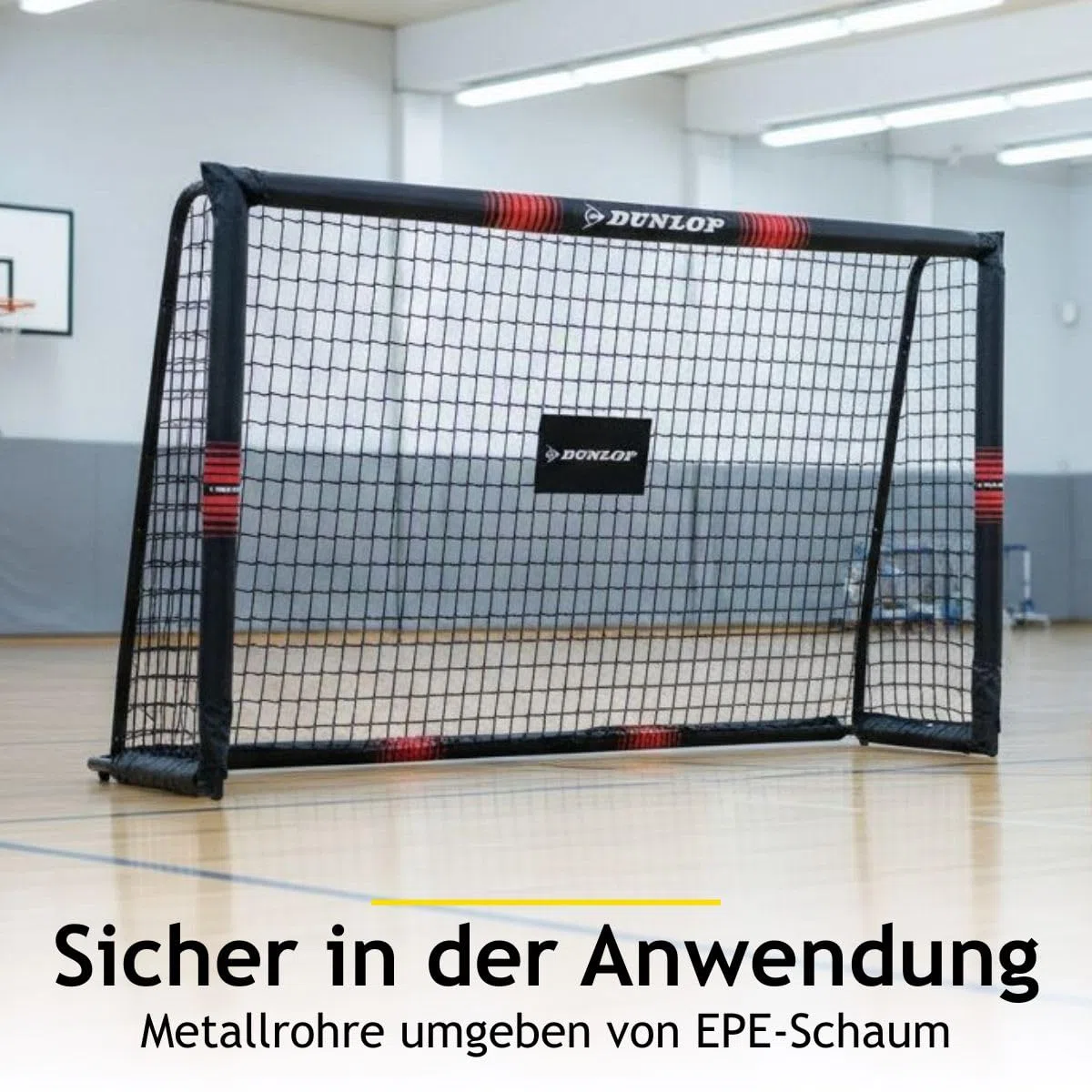 Dunlop Fußballtor Set mit 2 Stück - Fussballtor 180 x 120 x 60 cm - Fussball Trainingszubehör für Innen und Außen - Metall - Schwarz/Rot