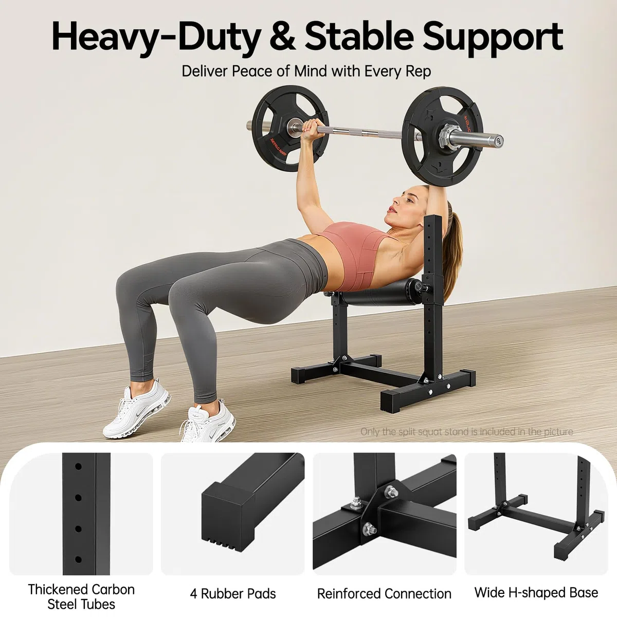 Bulgarischer Split Squat Stand, Single Leg Squat Roller Stand mit 9 Verstellbaren Rollenhöhen Lower Body Specialty Machine für Kniebeugen Beinausfallschritte