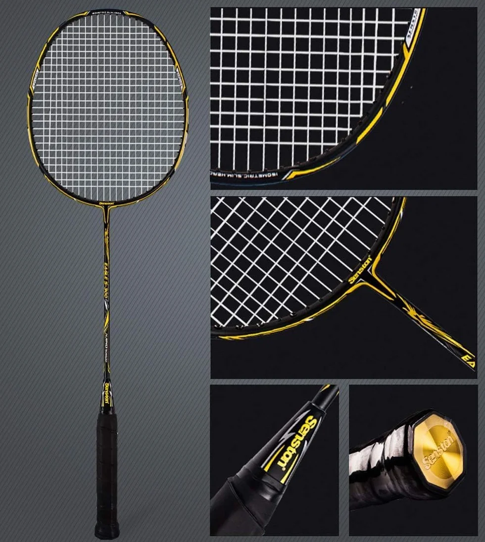 Senston Graphit Badminton Set Badmintonschläger Profi Badminton Schläger mit Schlägertasche und 6 Stück Nylon Federbälle
