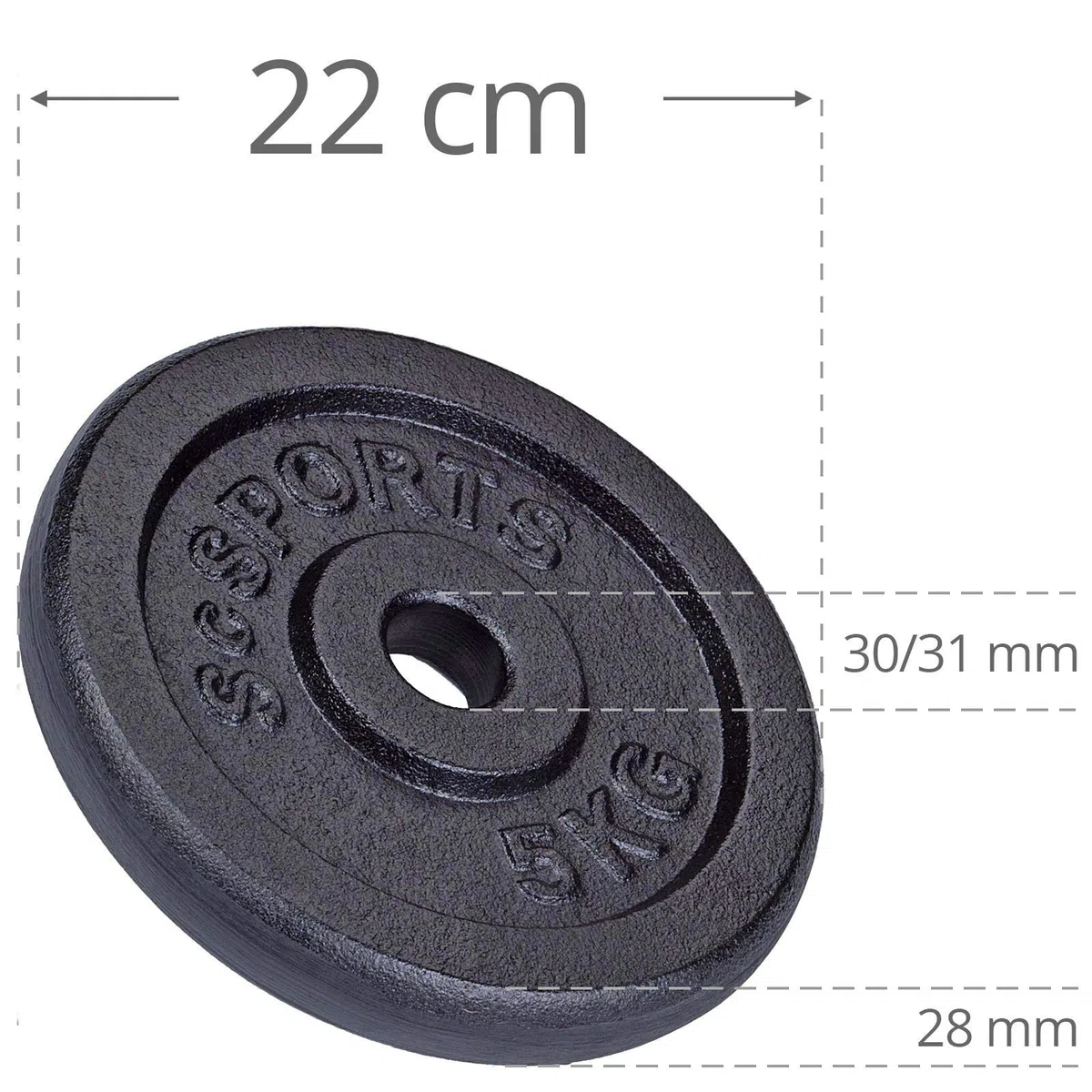 ScSPORTS® Hantelscheiben 30mm Set 2–120 kg aus Gusseisen, Gewichtsscheiben für 30 mm Hantelstangen, Hantelscheibe für Krafttraining, Gewichte für Zuhause, Home Gym & Muskelaufbau