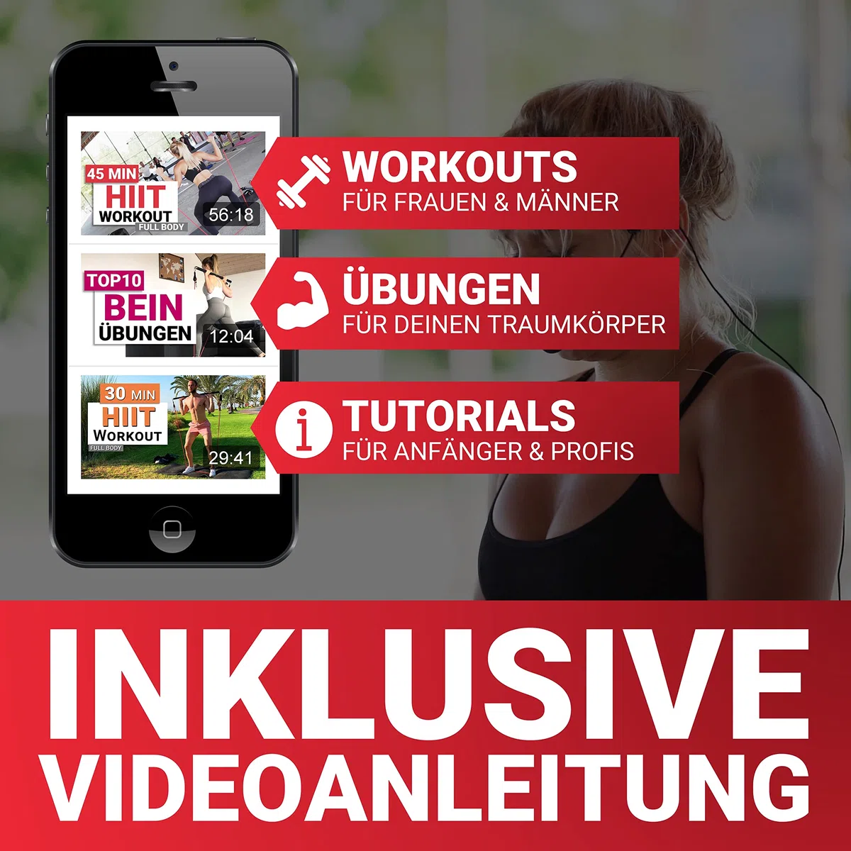 RED RAB Tubes Fitnessbänder Set mit Griff - Resistance Bands für Widerstandsbänder Krafttraining Zuhause - Expander Fitness Bänder, Gummiband Sport, Trainingsbänder, Sportbänder, Home Gym Equipment