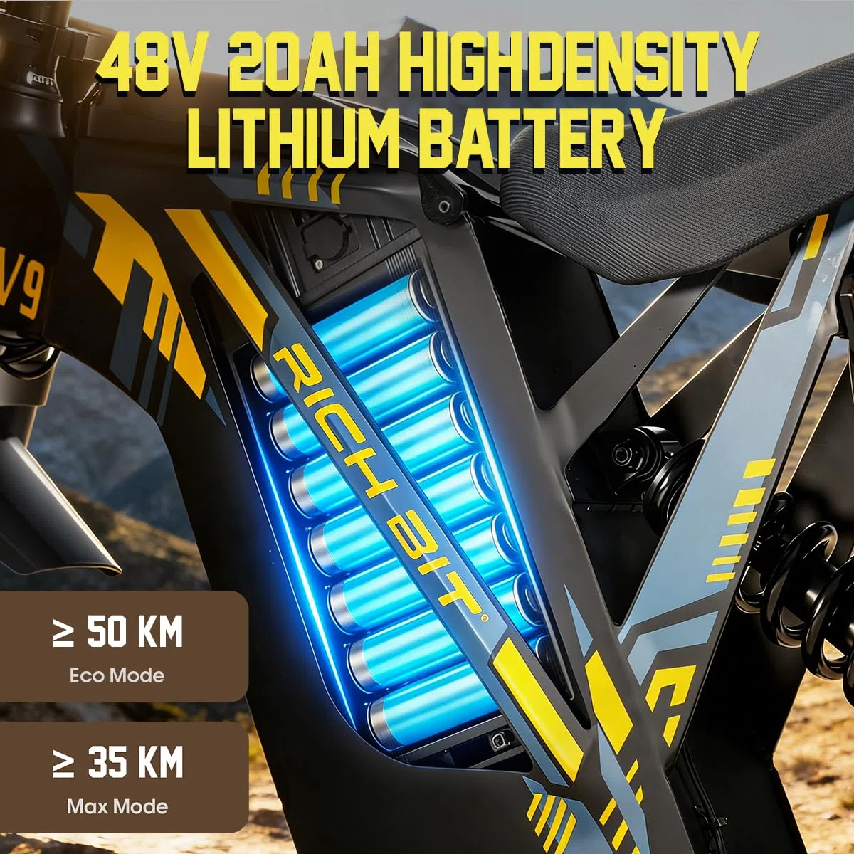 V9 Elektromotorrad für Erwachsene, Akku 48 V, Autonomie 60 km, Räder mit 17 Zoll, Aluminiumrahmen, Motocross, Erwachsene, Drehmoment 80 Nm, doppelte Federung