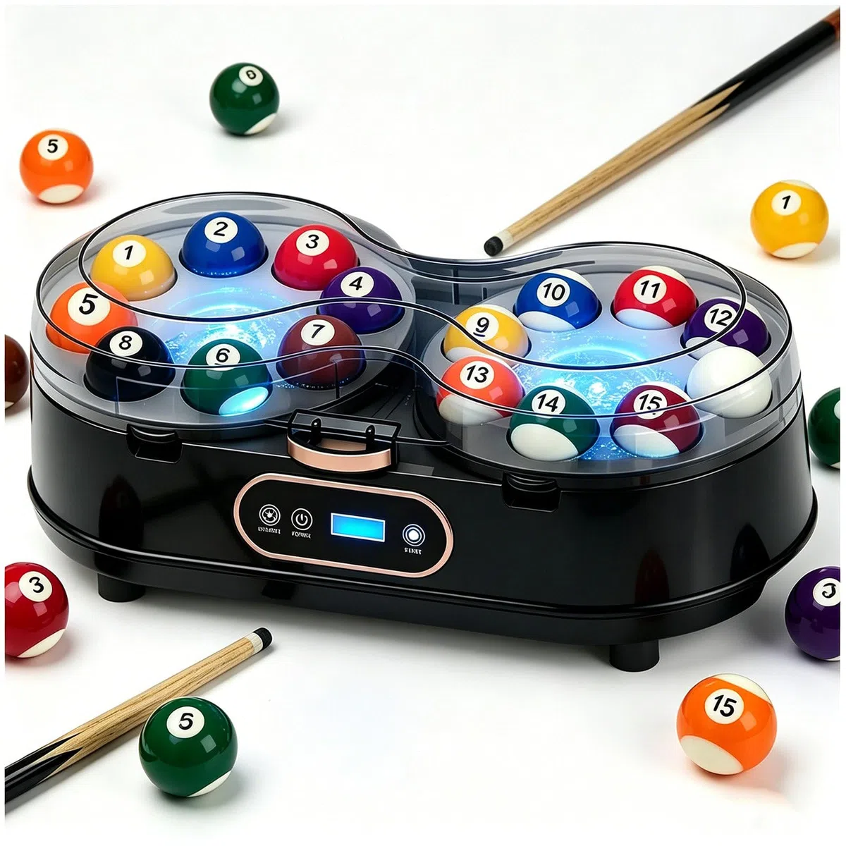 Professioneller Billardkugel-Reiniger – Poolbillard-Kugelpoliermaschine mit Touch-Steuerung, schnelle 2-Minuten-Reinigung für Clubs, Billardhallen und Spielstätten Black-57.2mm/2.25"