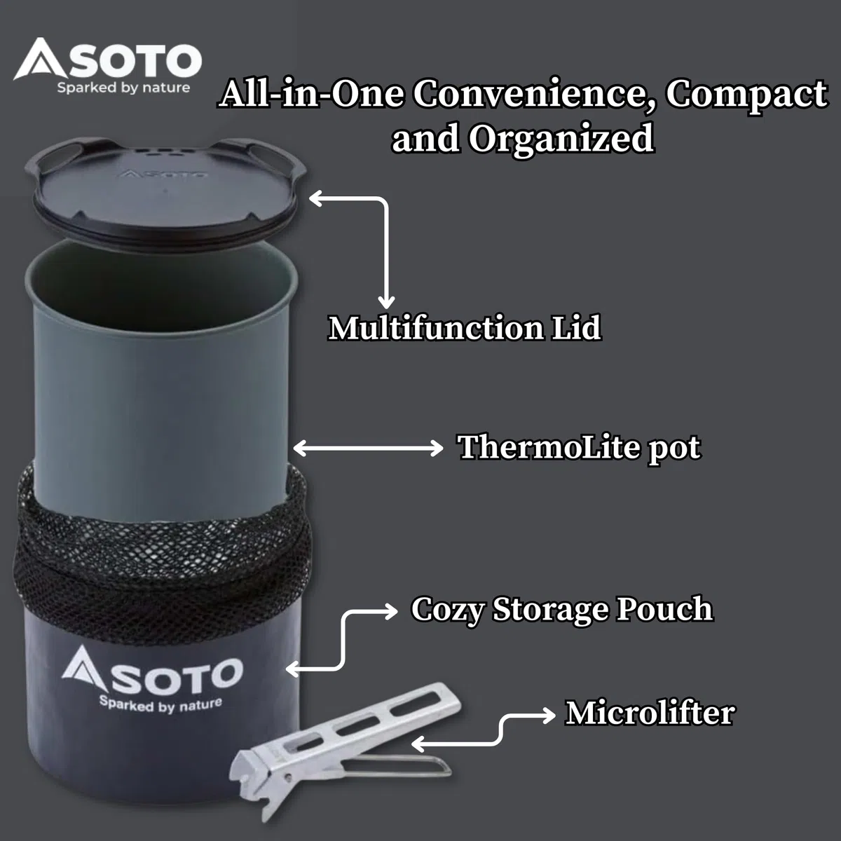SOTO Thermolite Grau - Stabiler robuster Aluminium Topf, 750ml, Größe 750 ml - Farbe Grey