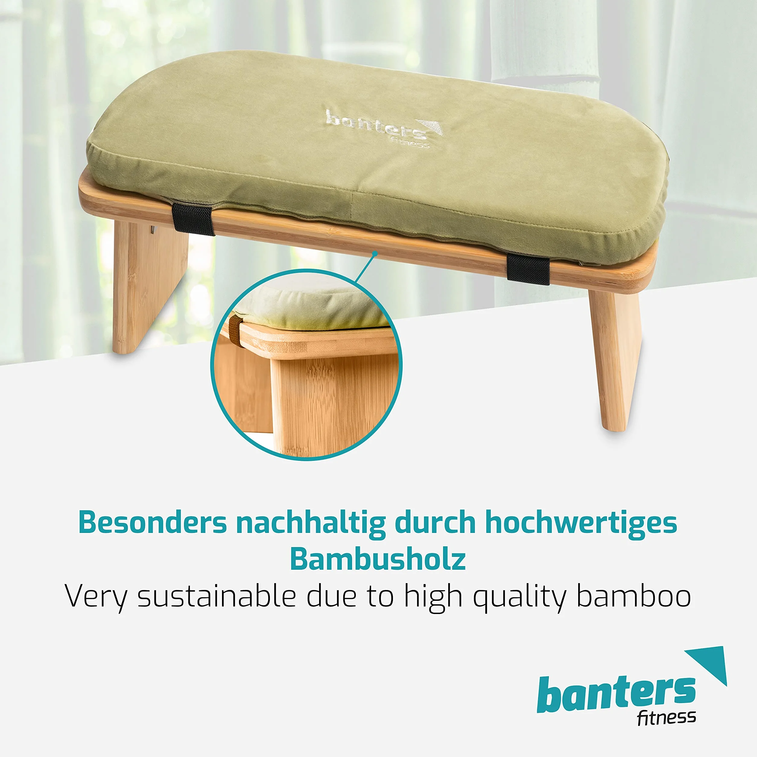 banters Meditationsbank aus Bambus, klappbarer Meditationshocker mit Kissen