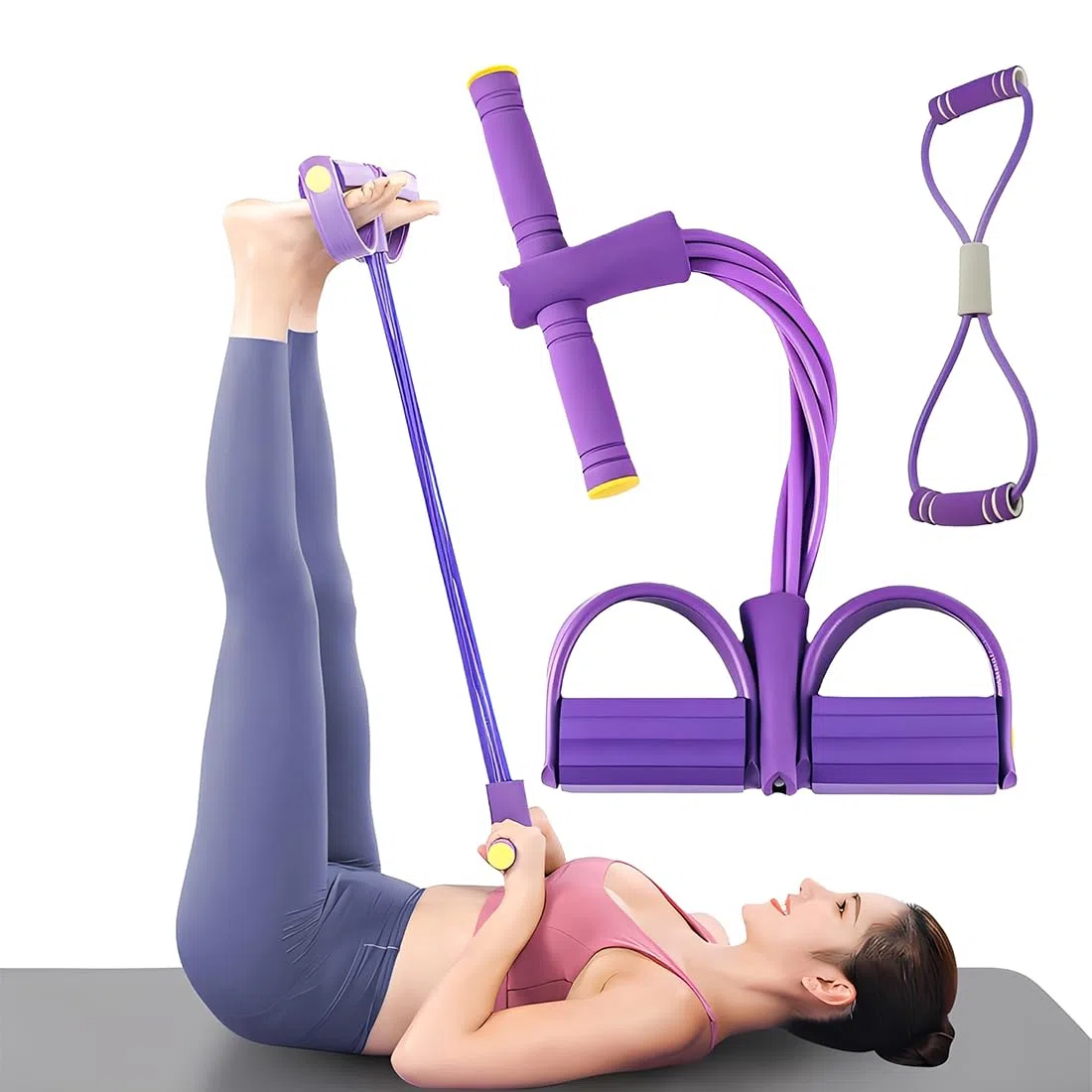 2 Pcs bauchtrainer für zuhause, Bauchtrainer für Zuhause, Fitness-Set mit Expander Fitness und Rückentrainer, Sportgeräte für Zuhause zur Stärkung von Bauch, Beinen und Rücken, TPE-Material