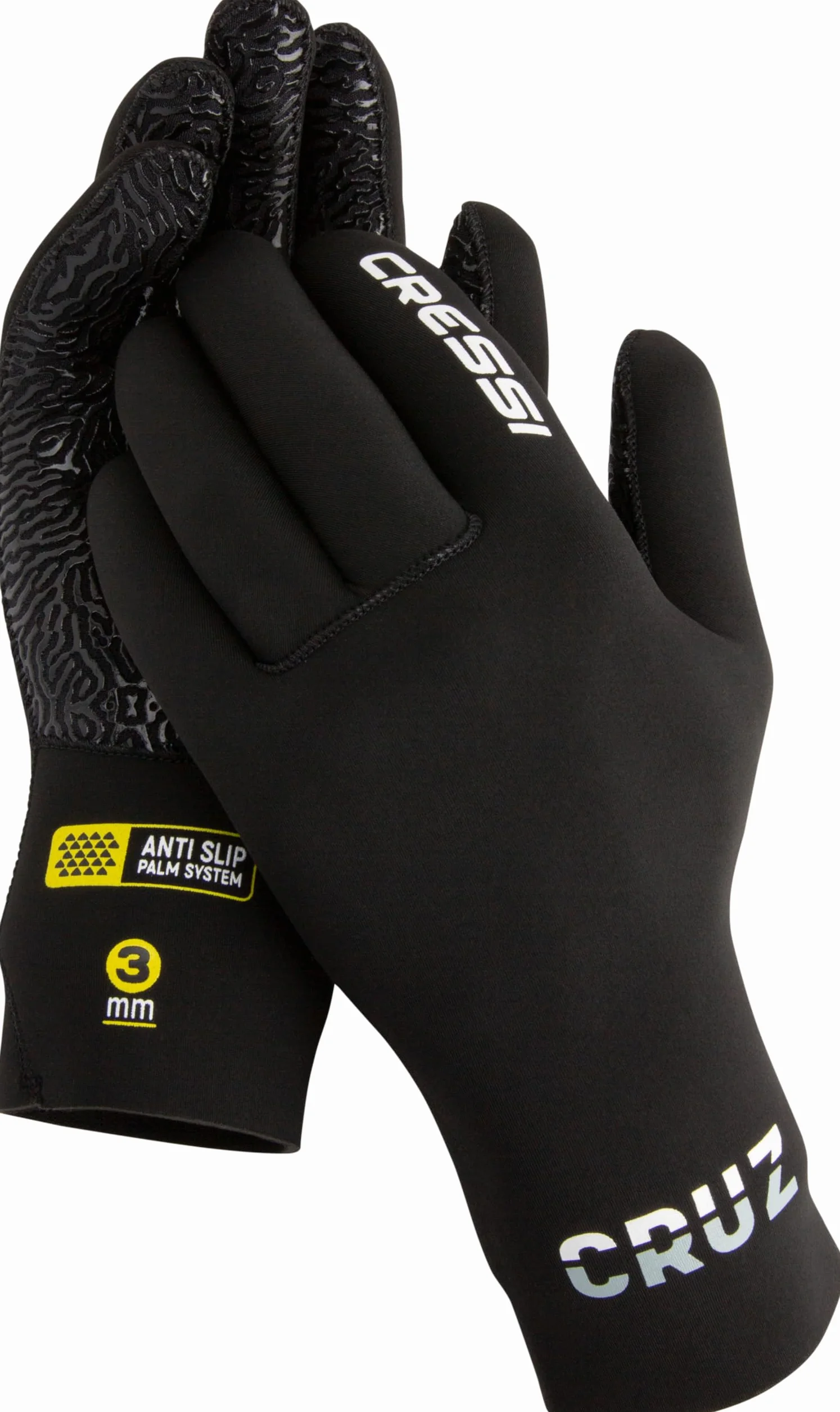 CRESSI Cruz Gloves 3mm - Neopren Tauchhandschuhe Schwarz 3mm Anti Slip Palm System, Erwachsene Unisex