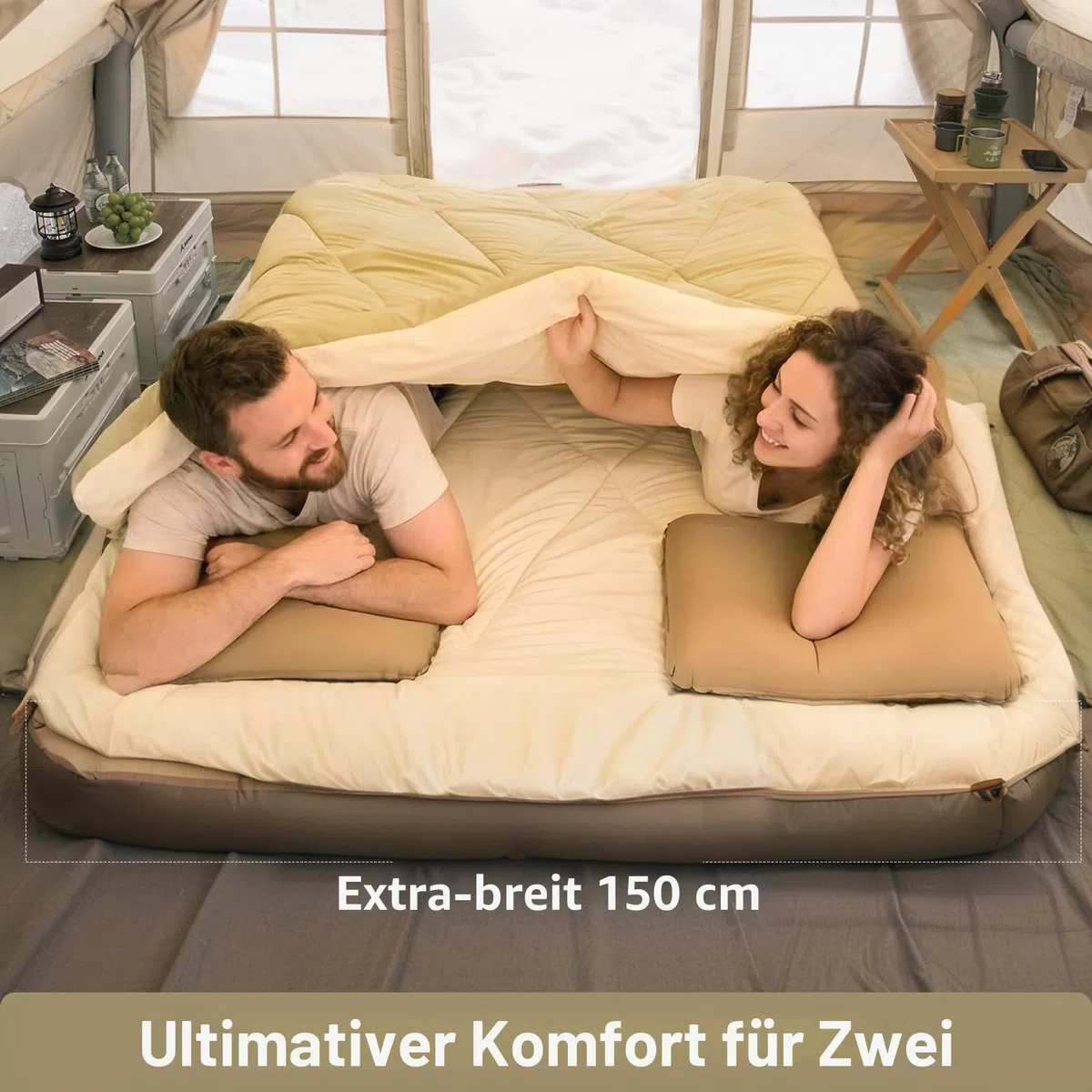 BISINNA Doppelschlafsack Flanell für Erwachsene, 2-Personen Queensize, versch. Größen (3,2-4,5 kg), für alle Jahreszeiten, Wandern, Rucksackreisen, kaltes Wetter, mit Kompressionsbeutel