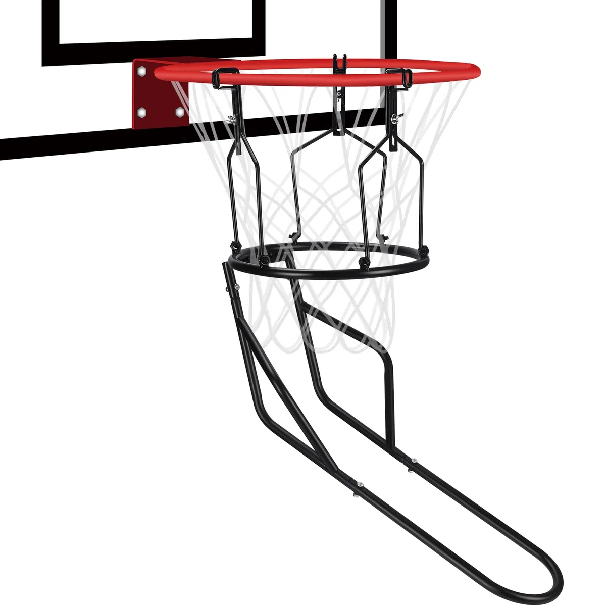 GADFISH Basketball-Rücklaufbefestigung, robuster Basketball-Rebounder mit 3 stabilen großen Haken, langlebiges Basketballzubehör für 45,7 cm Felge, Basketball-Training, Schwarz