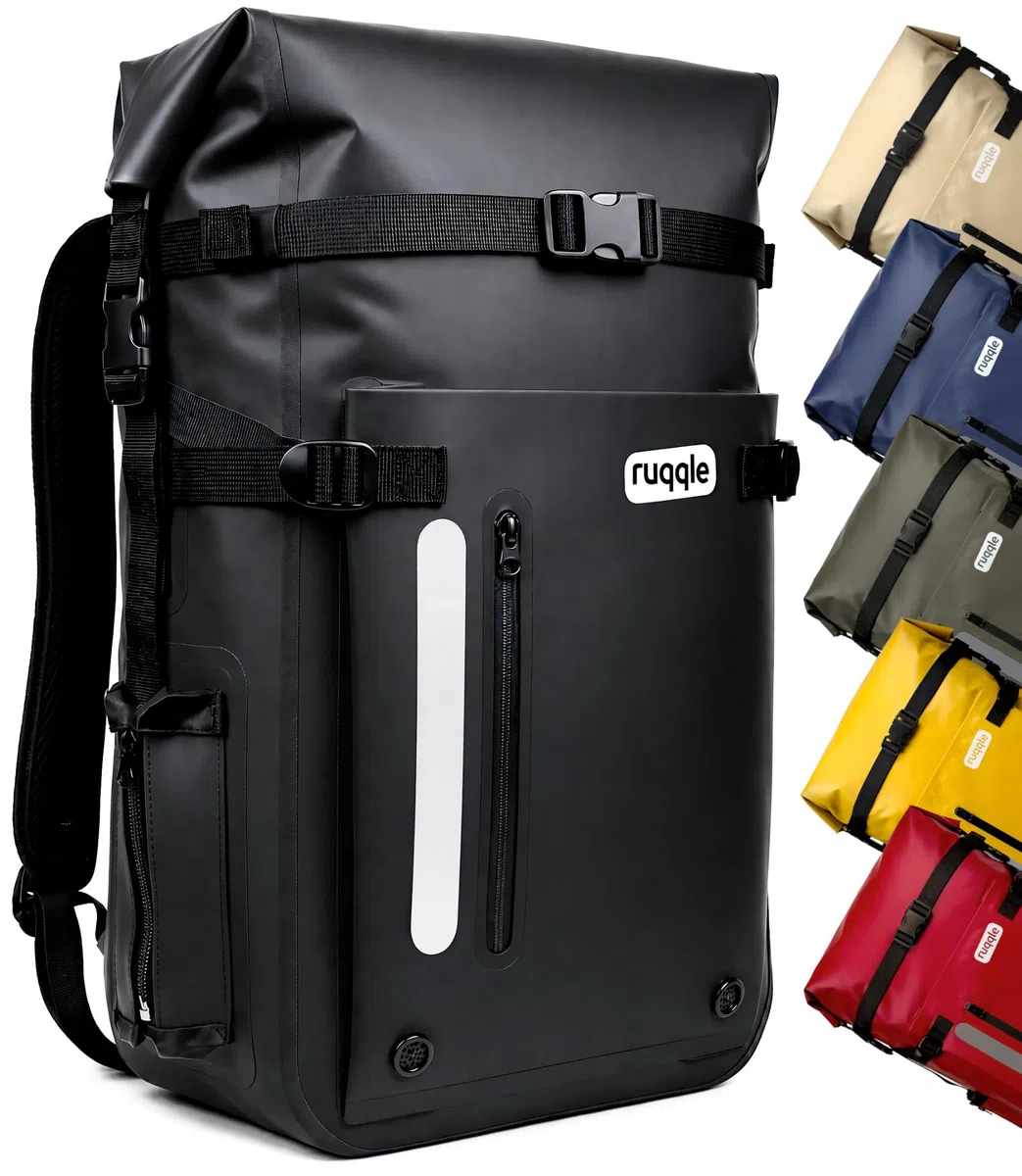 Ruqqle Wasserdichter Rucksack, vielseitig, wasserdicht Tasche, Dry Bag 20/30/45 l, mit 3 Außentaschen, komfortabel, RollTop, Strand, Boot, Kanu, Paddel, Kajak, Wandern, Camping, Angeln, Motorrad