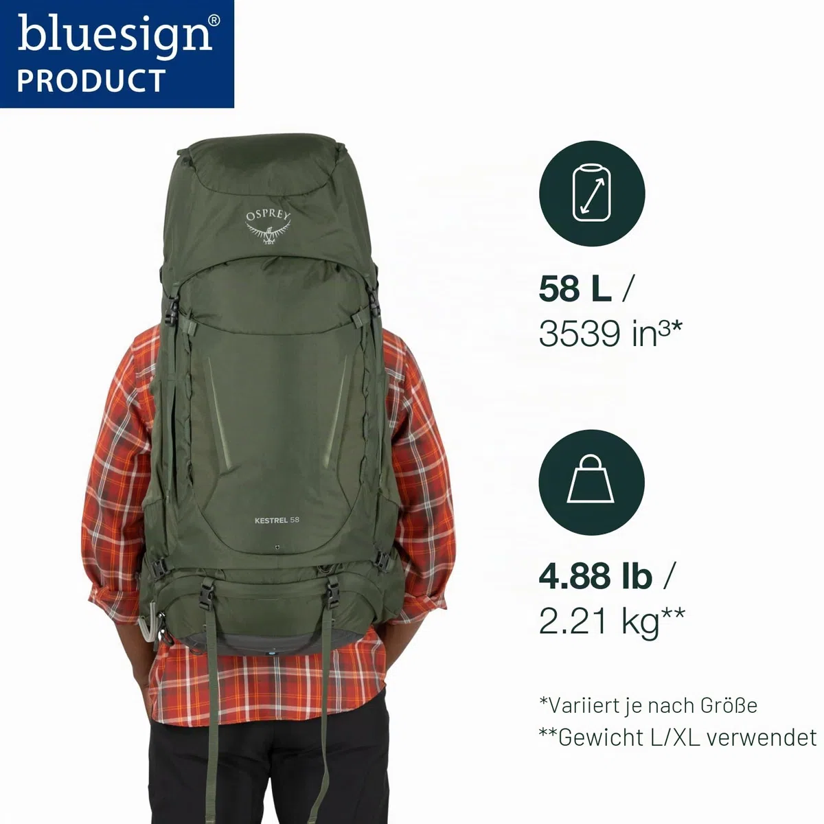 Osprey Herren Kestrel 58 Hiking Pack (1er Pack)