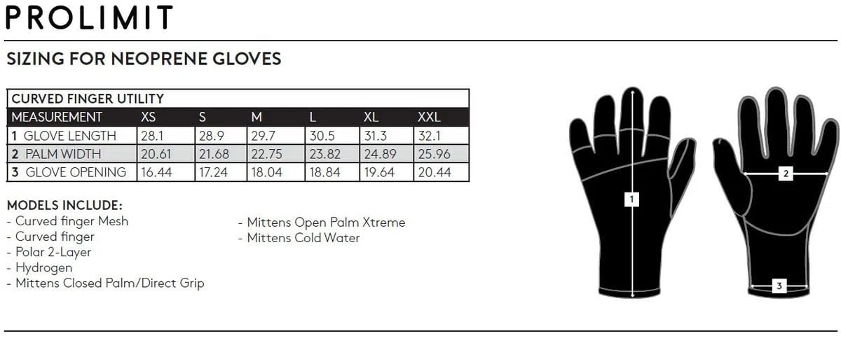 Prolimit - Neopren Handschuhe Curved Finger Utility 3mm - 2021, Größe:L