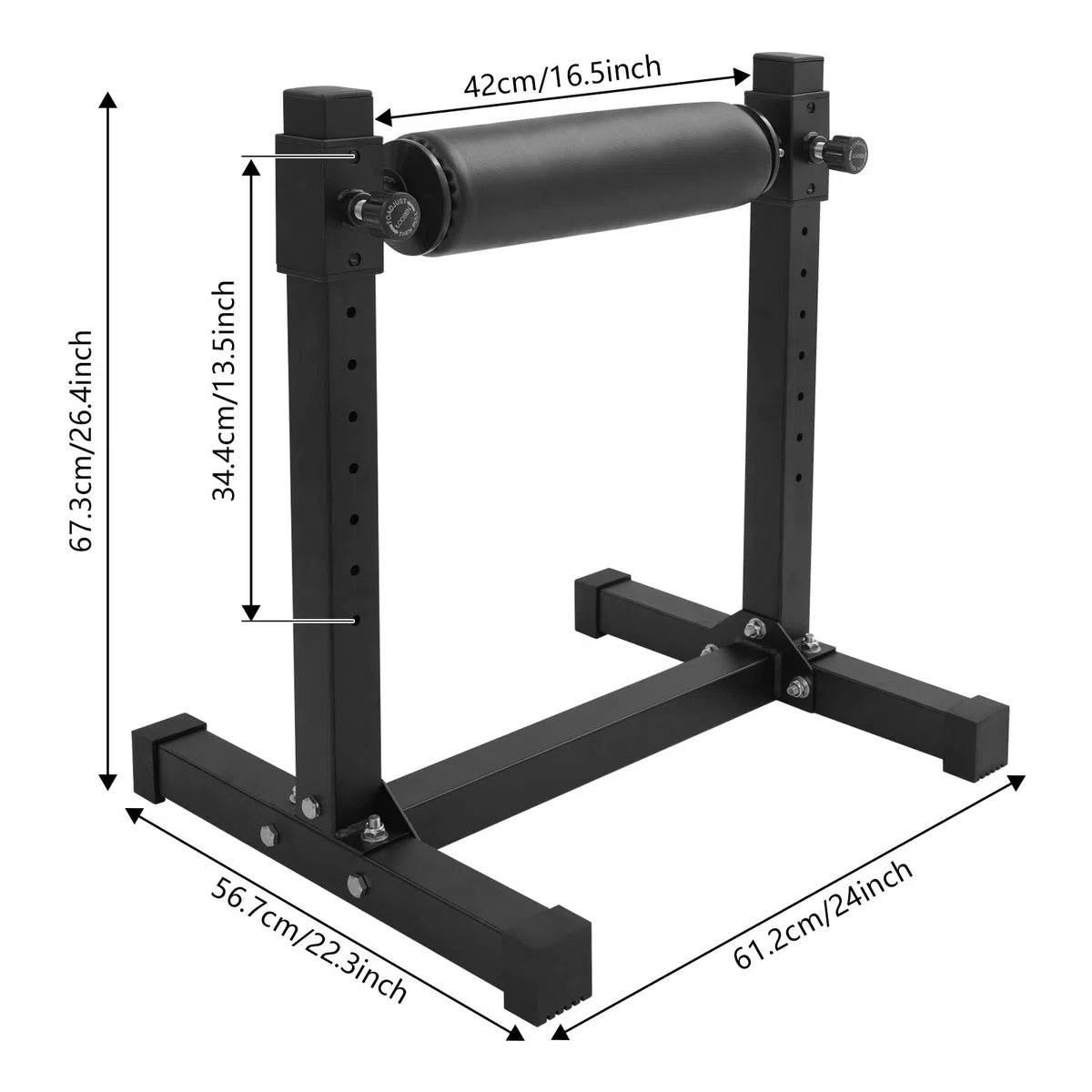 Split Squat Stand Höhenverstellbarer Einbein-Kniebeugenroller für bulgarische geteilte Kniebeugen, 1 Bein-Lunge für Körpergewicht oder Hantel, 61,2 x 56,7 x 67,3 cm