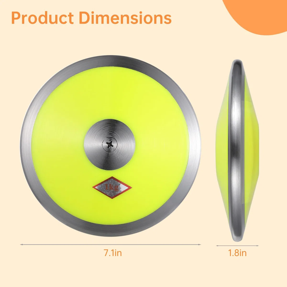 1 kg Sportdiskus Nylon Diskus mit Stahlrand und Mitte 1,0 kg Übungsdiskus Trainingsscheibe für Männer und Frauen Outdoor Wurfscheibe für Anfänger und Profis