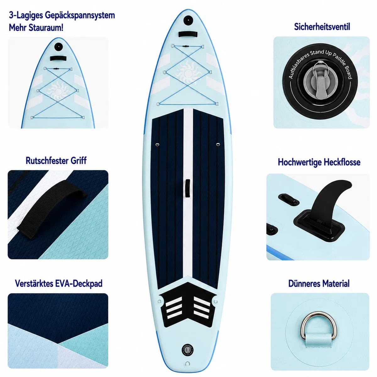 Sup Board，Paddle Board für Stand-up Paddling, SUPPaddel, Paddleboard, Stand-up Paddling Board, Doppel Paddel für SUP, Aufblasbare Boards für Wassersport,2 Personen Sitzplätze