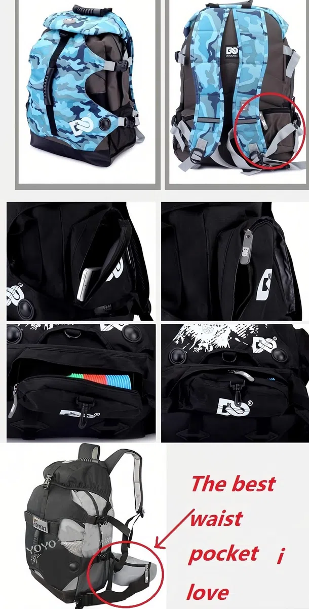 ZBH1985 Mehrfachfächer-Rollschuhrucksack zur Außenaufbewahrung von Inlineskates, Quad-Skates, Kunstlaufschuhen und Eisläufern
