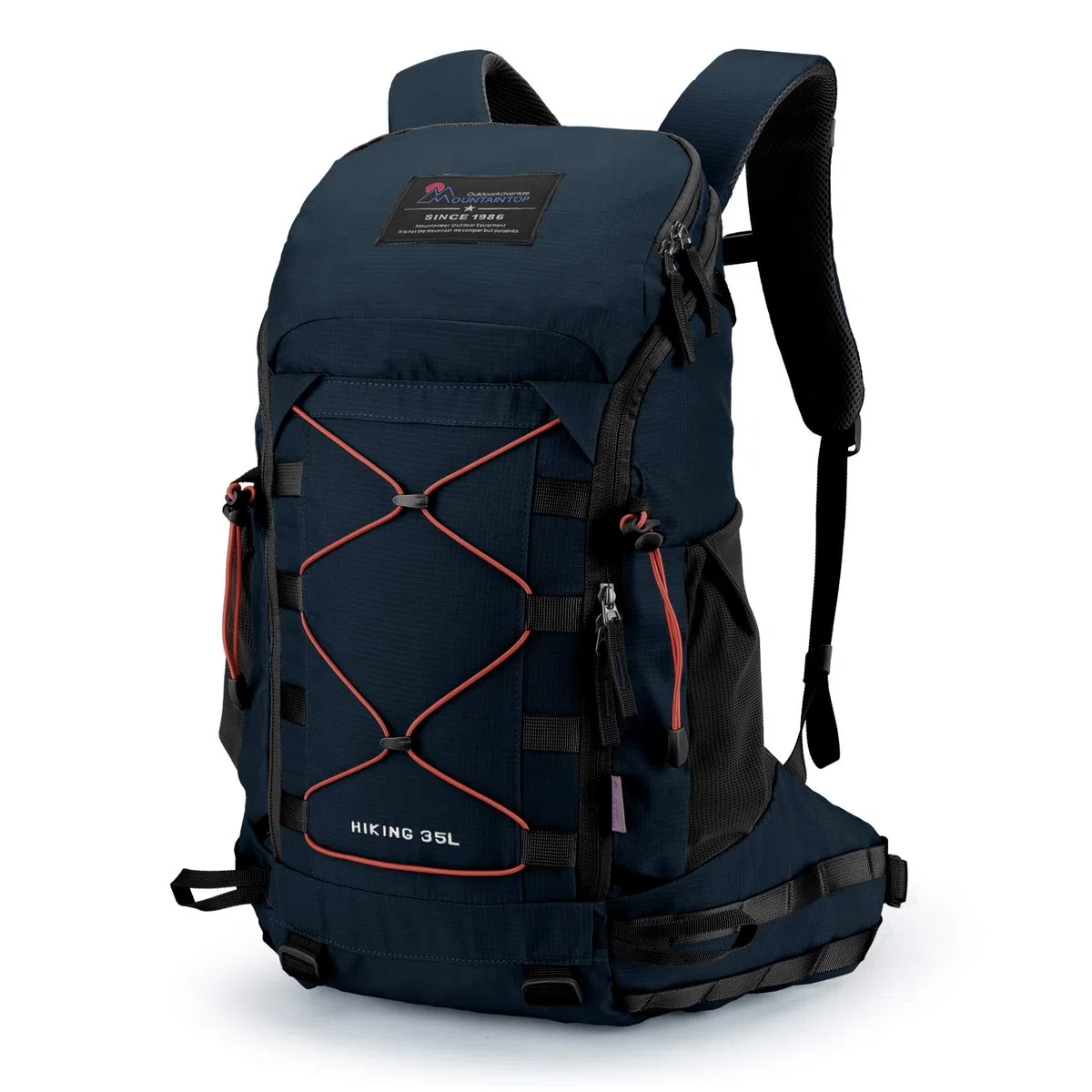 Mountaintop 35L Wanderrucksack Herren Damen Reiserucksack Trekkingrucksack Outdoor Rucksäcke mit Regenhülle für Camping Wandern Radfahren Tagesausflüge, 55x30x18cm