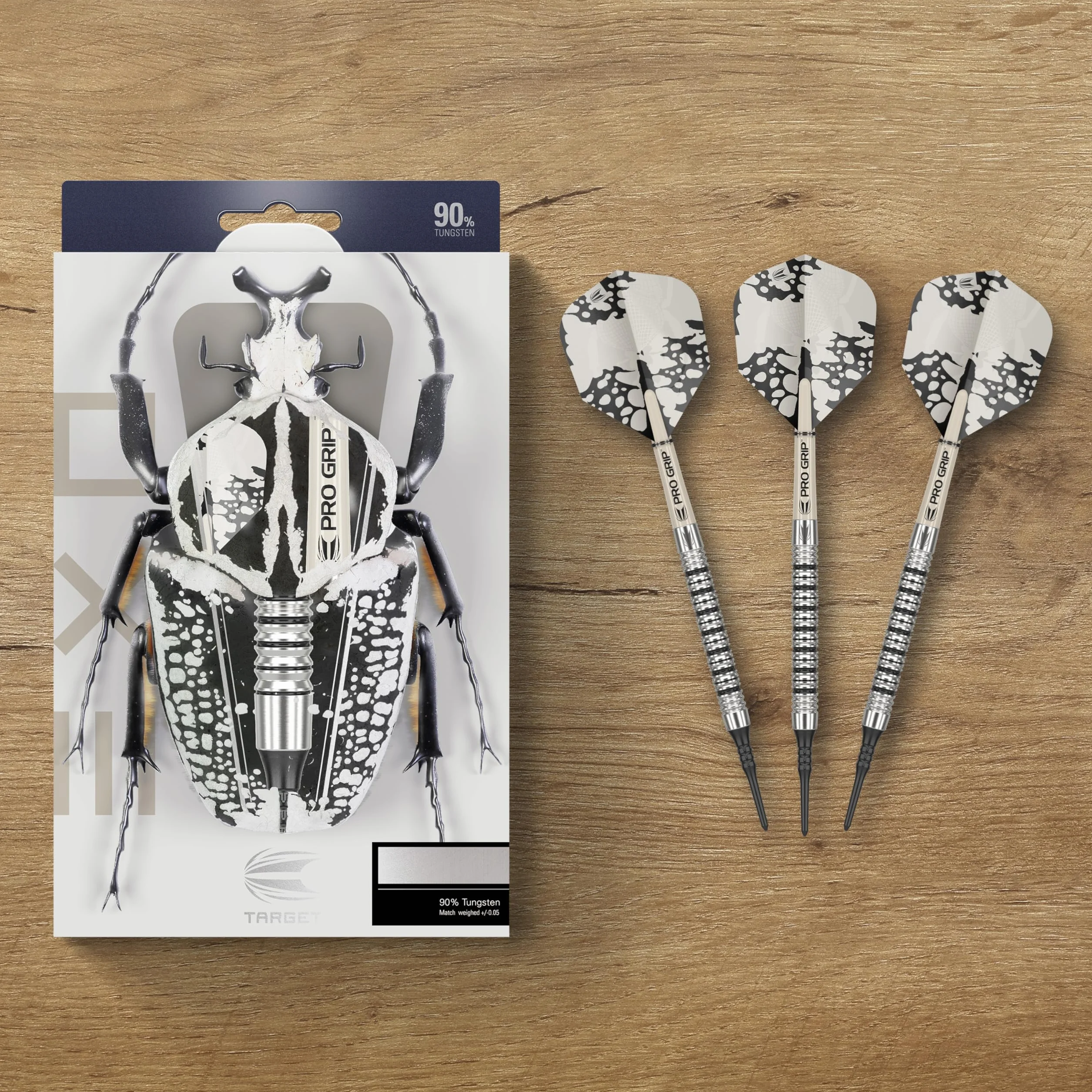 Target Darts EXO Edition 90% Wolfram Soft Tip Darts Set – Professionelle Soft Tip Dart Sets, Pixel Tip Darts mit Pro Grip Schäfte und No.6 Flüge