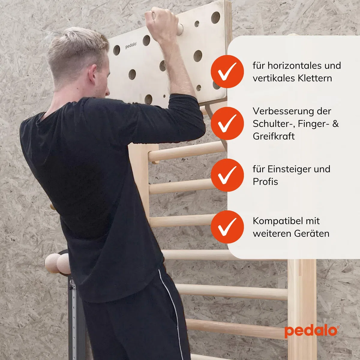 pedalo® Kletter Trainingsboard 300 I Kletterboard I Pegboard I Klettern I Griffkraft I Bouldern I Hangboard I Klimmzug I Fingertraining