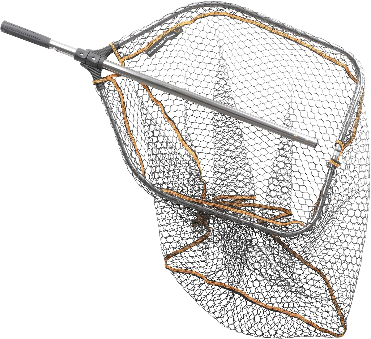 Savage Gear Pro Folding Rubber Large Mesh Landing Net L (65x50cm) Kescher, Angelkescher, Fischkescher, Unterfangkescher, Raubfischkescher, Hechtkescher