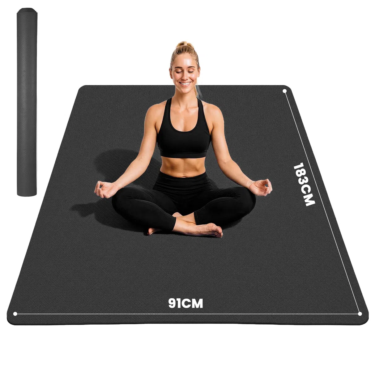 Stepwaver XXL-Fitnessmatte, 183x122 / 213x152 / 243x152cm (6mm) Dicke Trainingsmatte für Heimstudio & Garagenboden, Sportmatte rutschfest, ultra-langlebig, dicke große Yogamatte für Home-Workouts