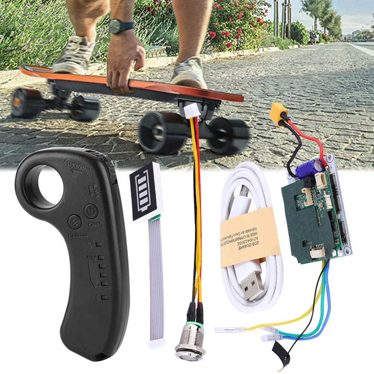 BuyWeek Elektrisches Skateboard ESC Kit, 430W 36V 3000 U/min 35 km/h Doppelantrieb mit Fernbedienung