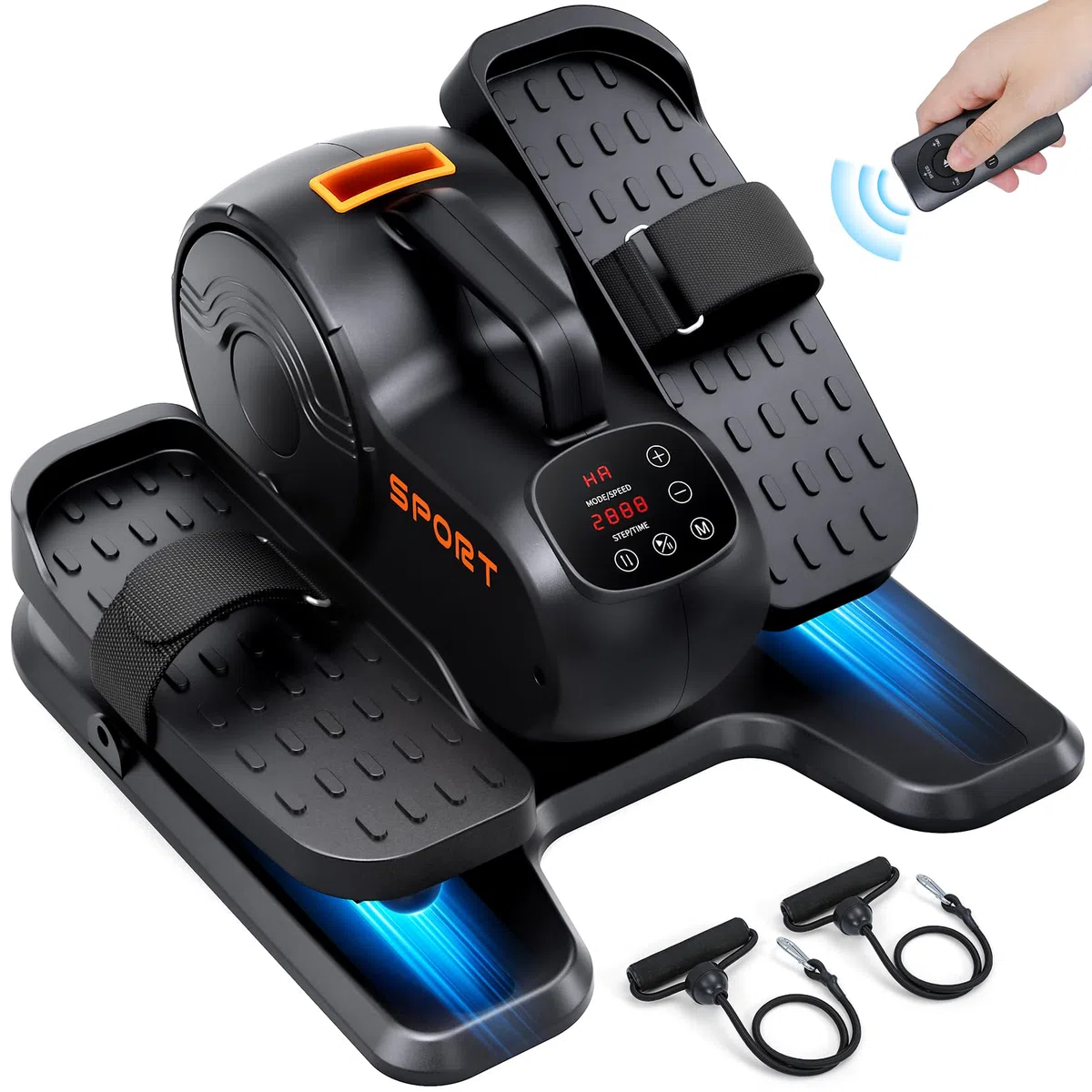 Dripex Mini Elektrischer Crosstrainer, 3-IN-1 Untertisch Ellipsentrainer für Zuhause, Beintrainer für Senioren, 16 einstellabare Geschwindigkeits- und Widerstandsstufen, Komplett Montiert (Schwarz)