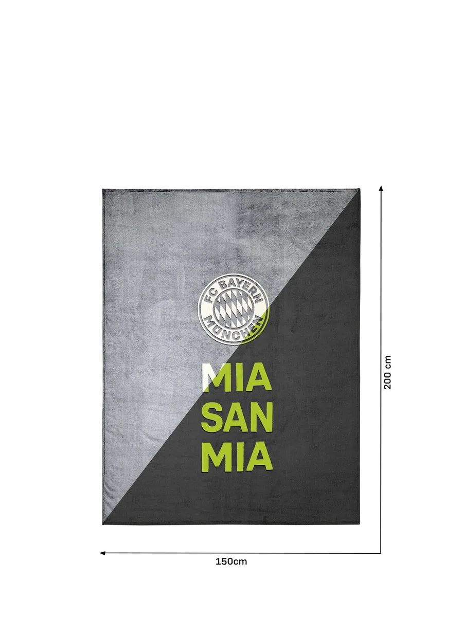 FC Bayern München Kuscheldecke | Decke | Glow in the Dark | Grau | 150 x 200 cm