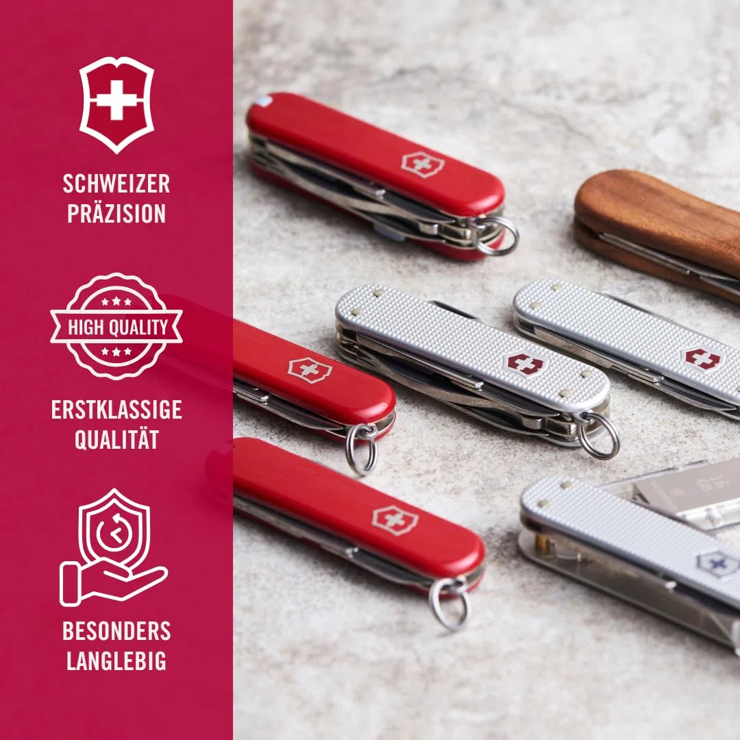 Victorinox Schweizer Taschenmesser Mini Champ Alox, Klein, 15 Funktionen, Swiss Made, Multitool mit Brieföffner, Kapselheber, Drahtabisolierer, Silber