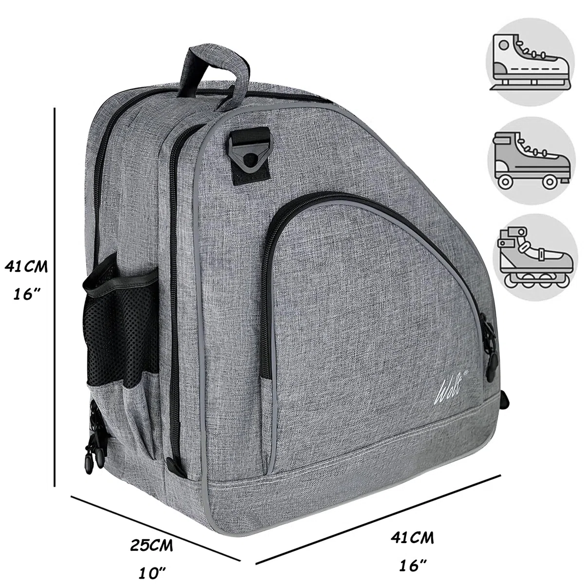 WOLT Ice Skate Bag Roller Skate Bag | Inline Skate Bag, Premium Bag and Fashion Adjustable Shoulder Bag for Both Youth and Adults.