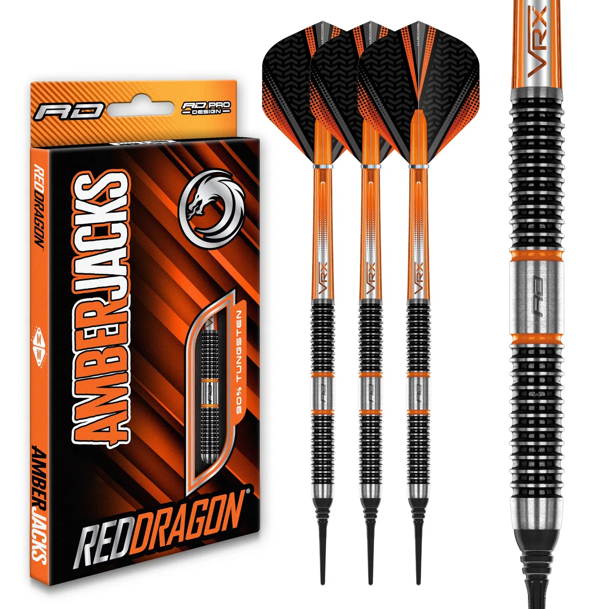 RED DRAGON Amberjack Series Softip Profi Dartpfeile 18 Gram Darts Set mit Flights und Schäfte
