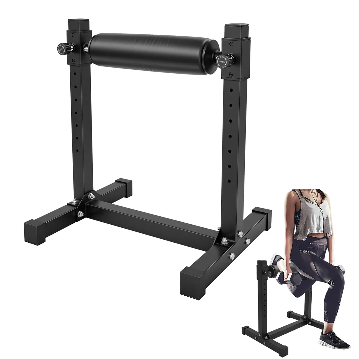 Bulgarischer Split Squat Stand, Single Leg Squat Roller Stand mit 9 Verstellbaren Rollenhöhen Lower Body Specialty Machine für Kniebeugen Beinausfallschritte