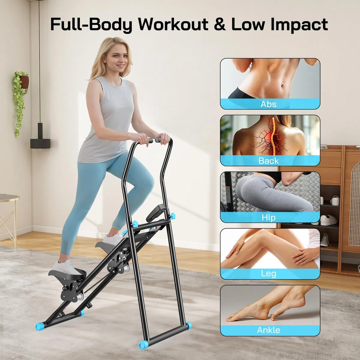 2025 Neues Stepper für Zuhause,Vertical Climber Maschine Stairmaster für Ganzkörper-Workout, Compact Folding Cardio Übung Climber mit erweiterten Schrittweite,verstellbare Lenker & Pedale