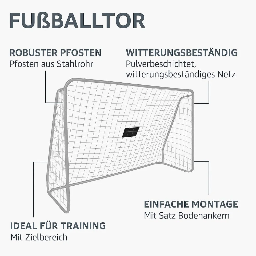 TRIZAND Fußballtor mit Torwand 170x240x85 cm Training für Garten Kinder 21268