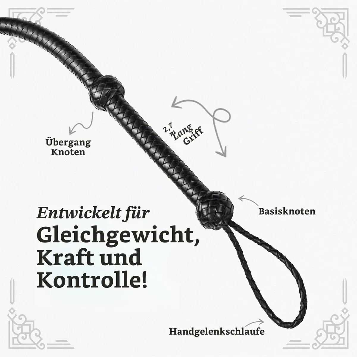 Indiana Jones Style Bullwhip Echtes Rindsleder, Reitpeitsche, schwarz, 0,9 m, 1,2 m, 1,8 m und 2,4 m lang für Reitsport