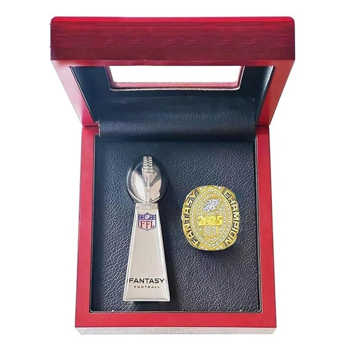 Fantasy Football Rings 2025 Championship Rings Collection FFL Championship Trophy Geschenkbox Ring Display Box
