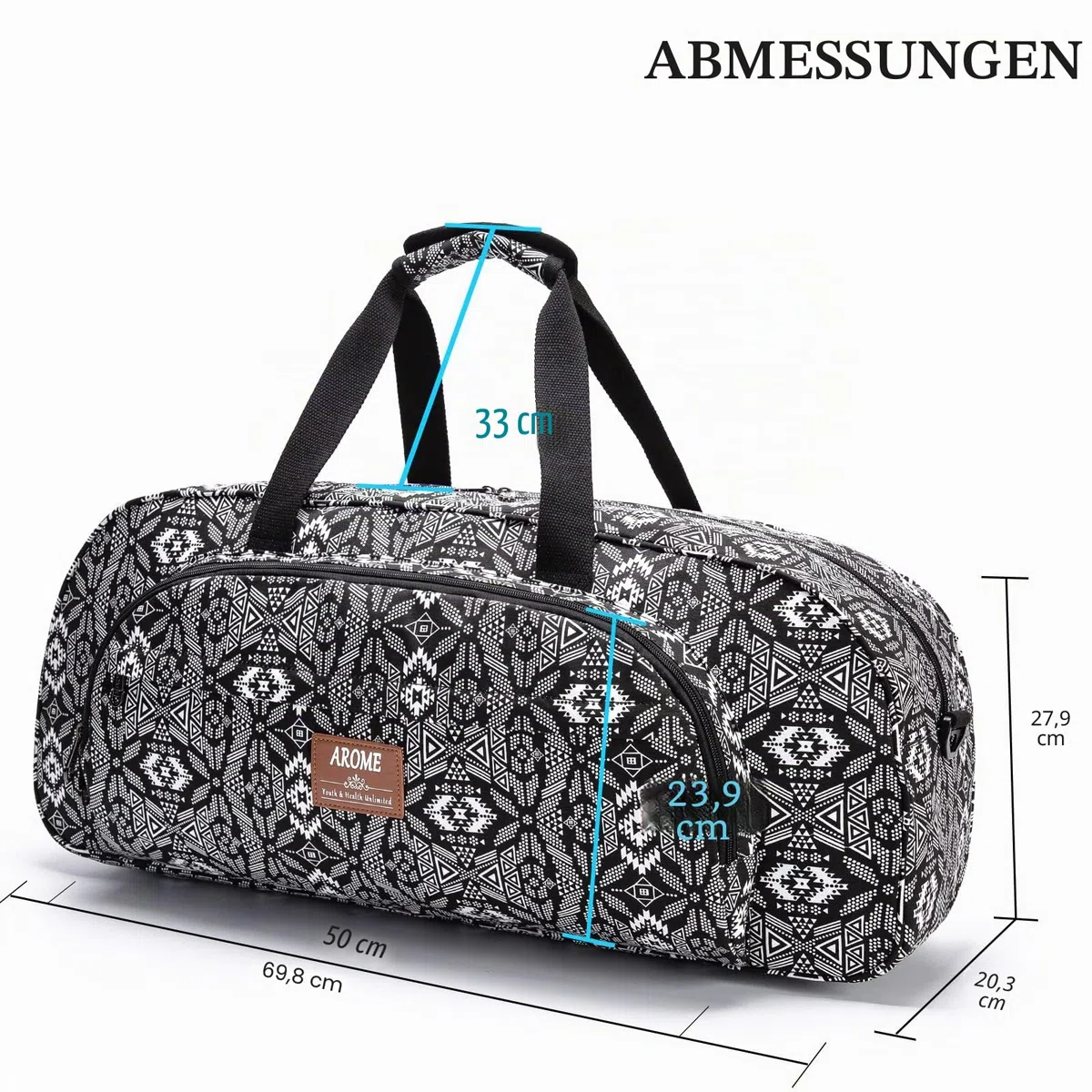 AROME Yogamatten-Tasche für Damen und Herren, große Canvas-Yogatasche für 0,6 cm, 1,3 cm, 6,3 cm, 1,27 cm, extra Dicke Trainings-Yogamatte, Sporttasche, Tragetasche mit Nasstasche, Schultergurt und