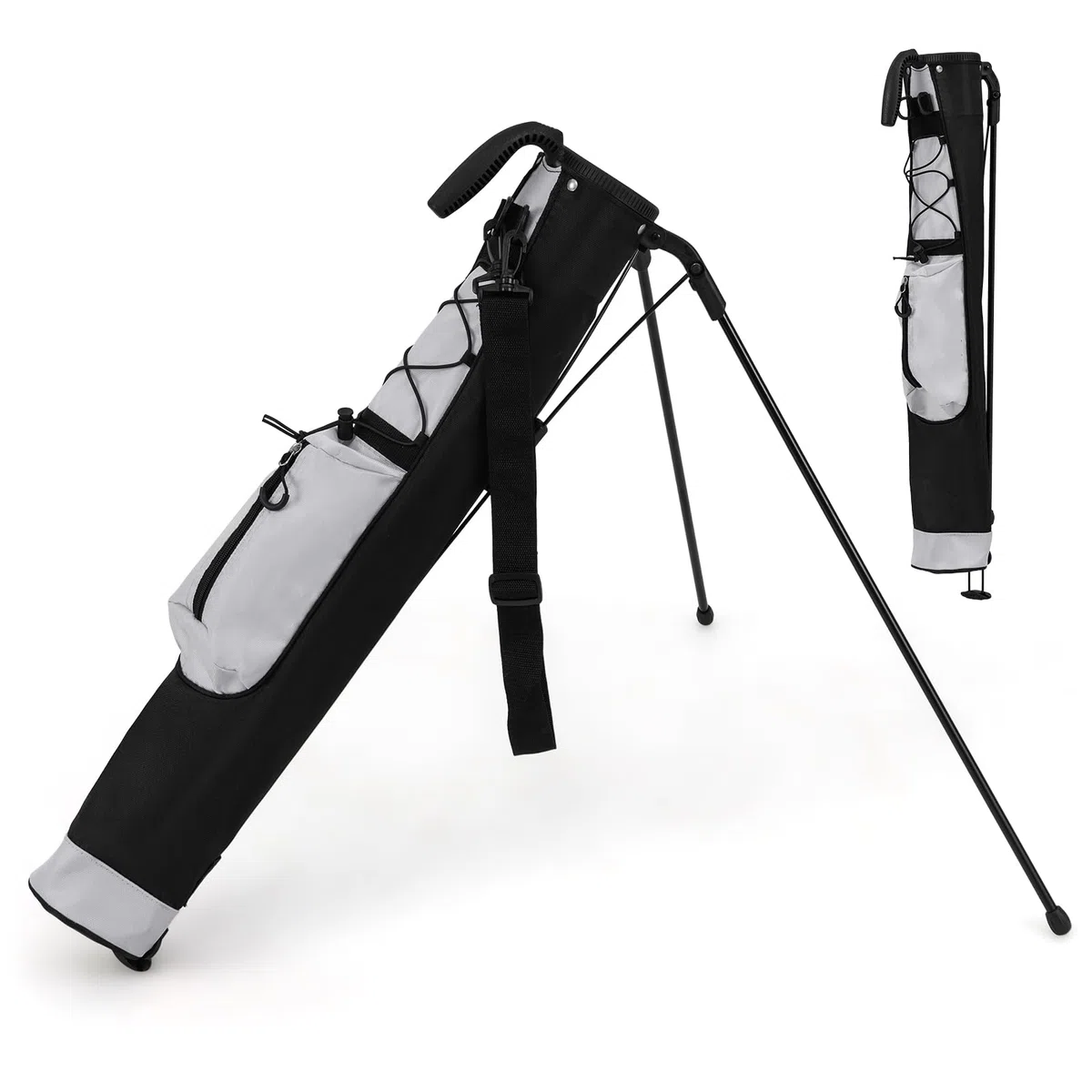LIFEZEAL Golftasche, Reisetasche Leicht mit Ständer, 2 Fächer, Becherhalter, wasserdichte Tragetasche, Golf Pencil Bag für Damen und Herren