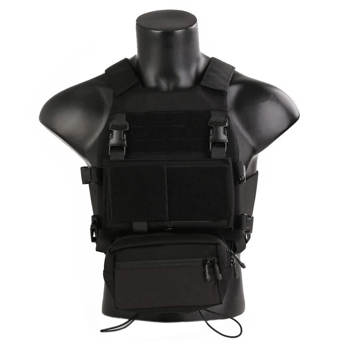 TWINFALCONS Taktische Plattenträger mit Bauchtasche, Leichter Taktische Plate Carrier Molle Schutzweste mit Magazintaschen Plattenträger Bauchtasche aus 500D Nylon für Softair Jagen Klettern