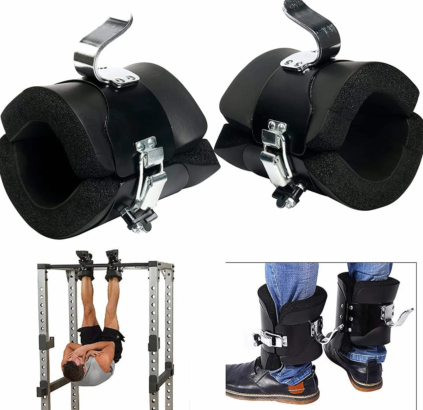Schwerkraft-Stiefel zur Stärkung des Rumpfes und zur Linderung von Rückenschmerzen, Inversions-Fitness-Trainingsgerät mit Handstandstange und Bauch-Crunch-Haken