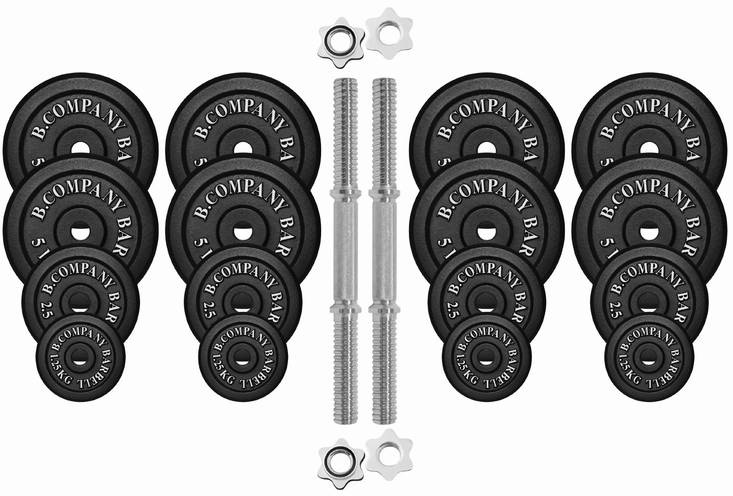 Bad Company Kurzhantel-Set I Hantelscheiben aus Gusseisen mit Kurzhantelstangen 30/31 mm in diversen Gewichtsklassen von 20-60 kg