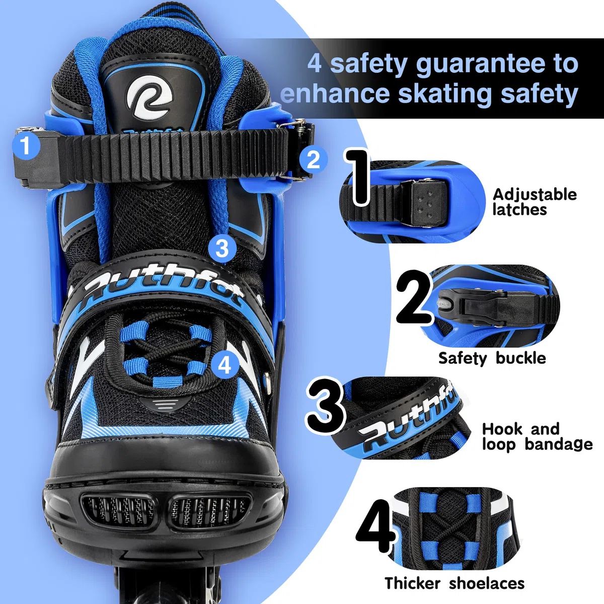 Ruthfot Verstellbare Inline Skates für Kinder Jungen und Mädchen, Leucht-Skates für Kinder von 6-12 Jahren Outdoor-Leuchtpatinen für Frauen und Männer