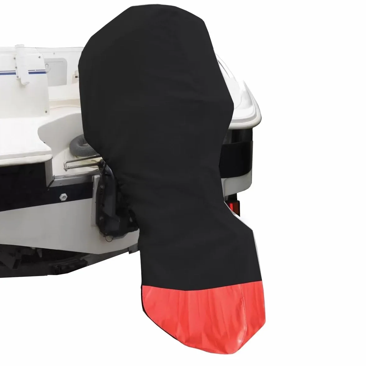 Oceansouth Universal-Vollabdeckung für Außenbordmotoren – 9,9–30 PS, Schwarz, Atlas Marine-Polyester 340 g/m², Wasserabweisend, UV-beständig, Reißverschluss mit Kordelzug