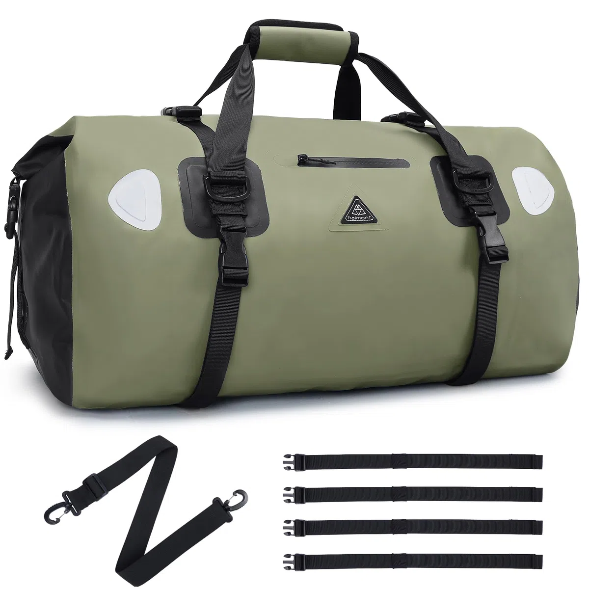 Wasserdichter Rucksack Dry Bag | wasserdichte Reisetasche Rucksack | Roll Top Seesack Wasserdicht für Camping, Motorrad Wasserfeste Tasche, wasserdichte Bootfahren, Kajakfahren, SUP, Army Green, 70L