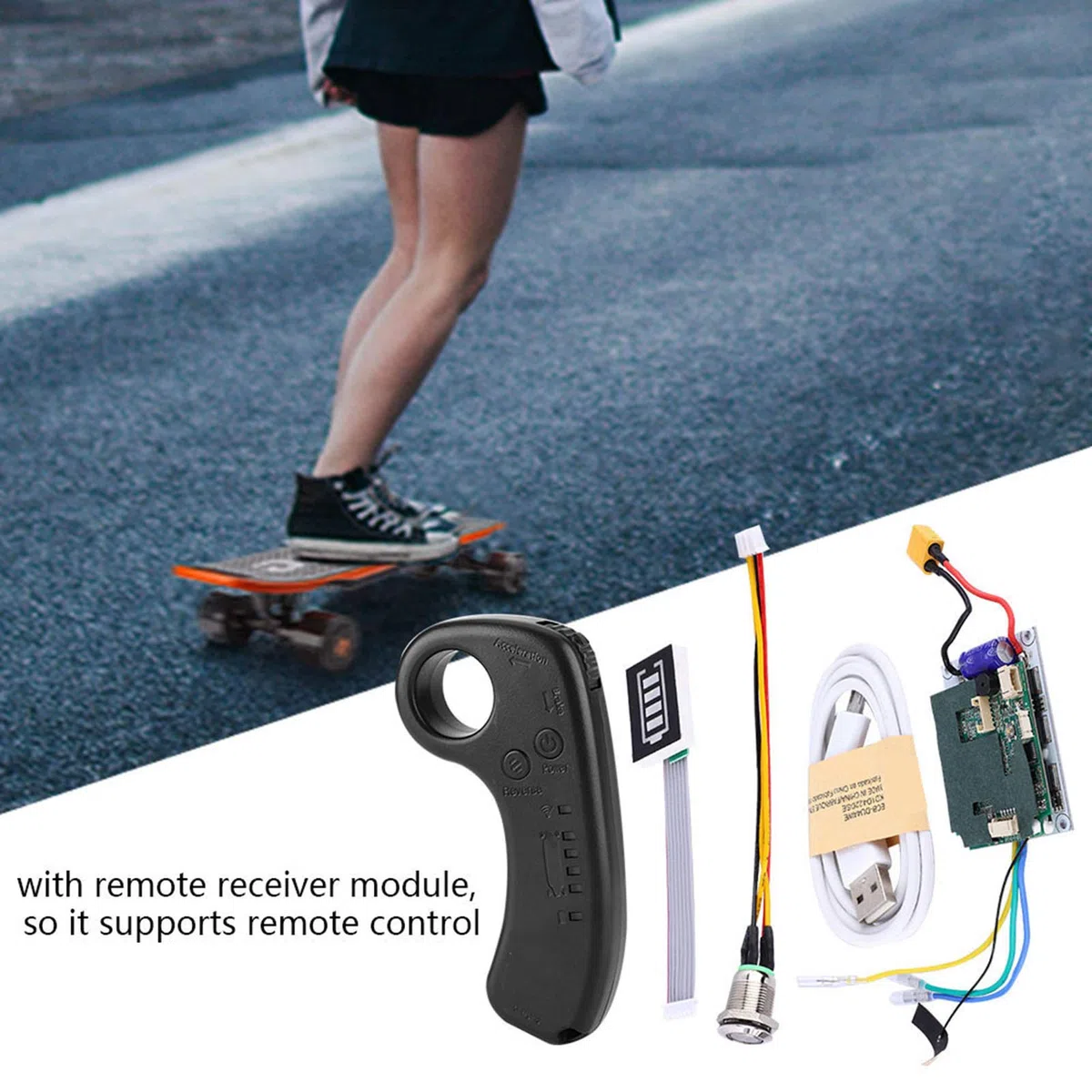 BuyWeek Elektrisches Skateboard ESC Kit, 430W 36V 3000 U/min 35 km/h Doppelantrieb mit Fernbedienung