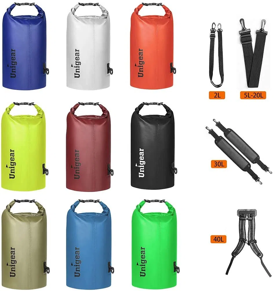 Unigear wasserdichte Beutel/Dry Bag (2L/5L/10L/20L/30L/40L) für Aktivitäten im Freien und Wassersport, Camping, Kajak, Angeln, mit Einer Wasserdichten Handytasche